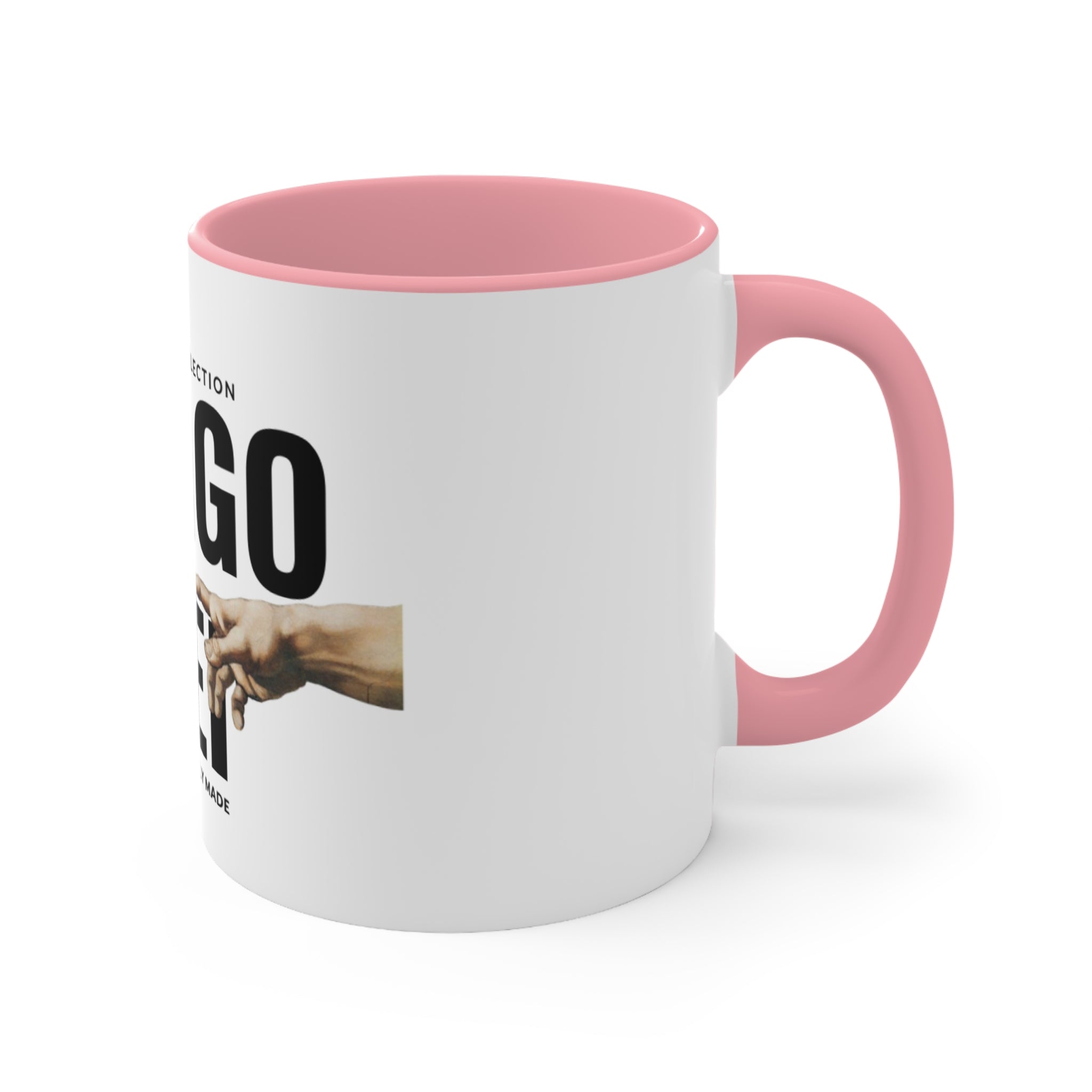Imago Dei Accent Mug — Genesis Collection Ceramic Coffee Cup (Pink Interior)