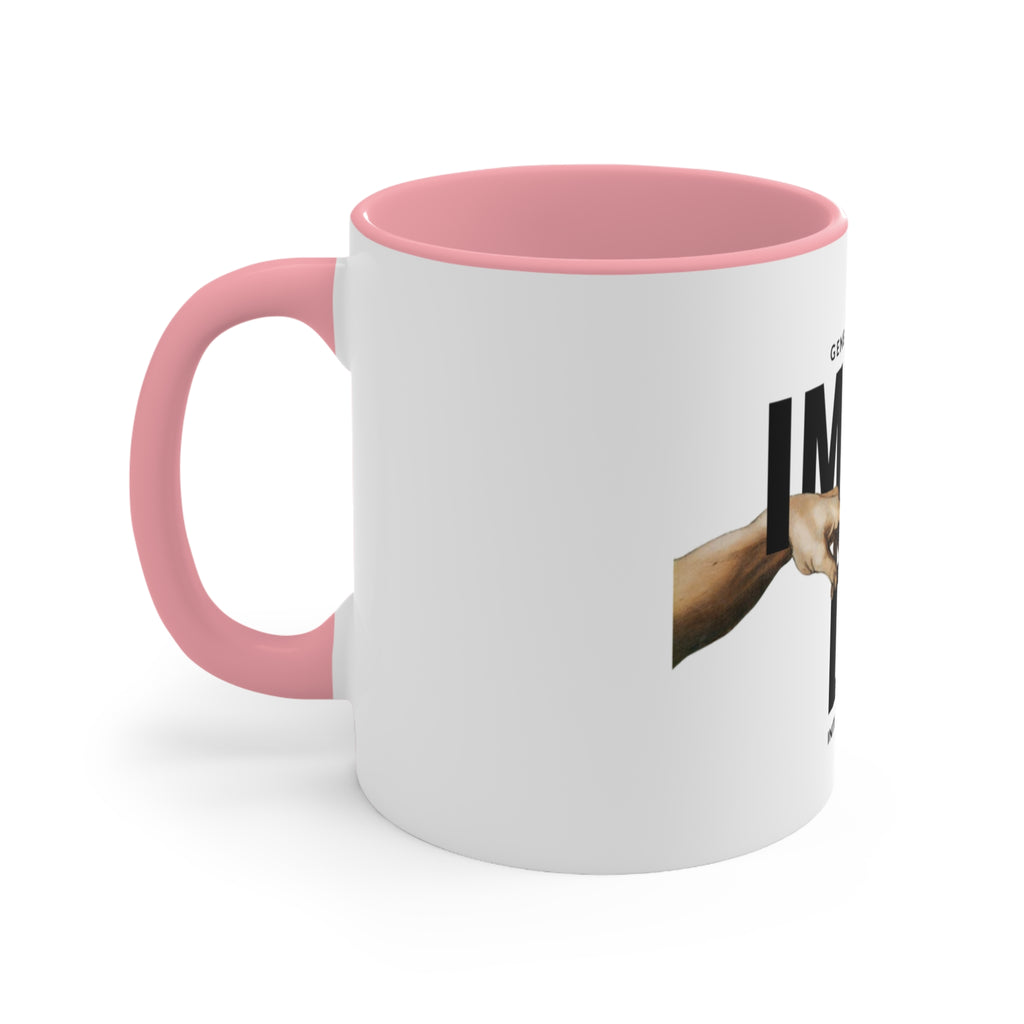 Imago Dei Accent Mug — Genesis Collection Ceramic Coffee Cup (Pink Interior)