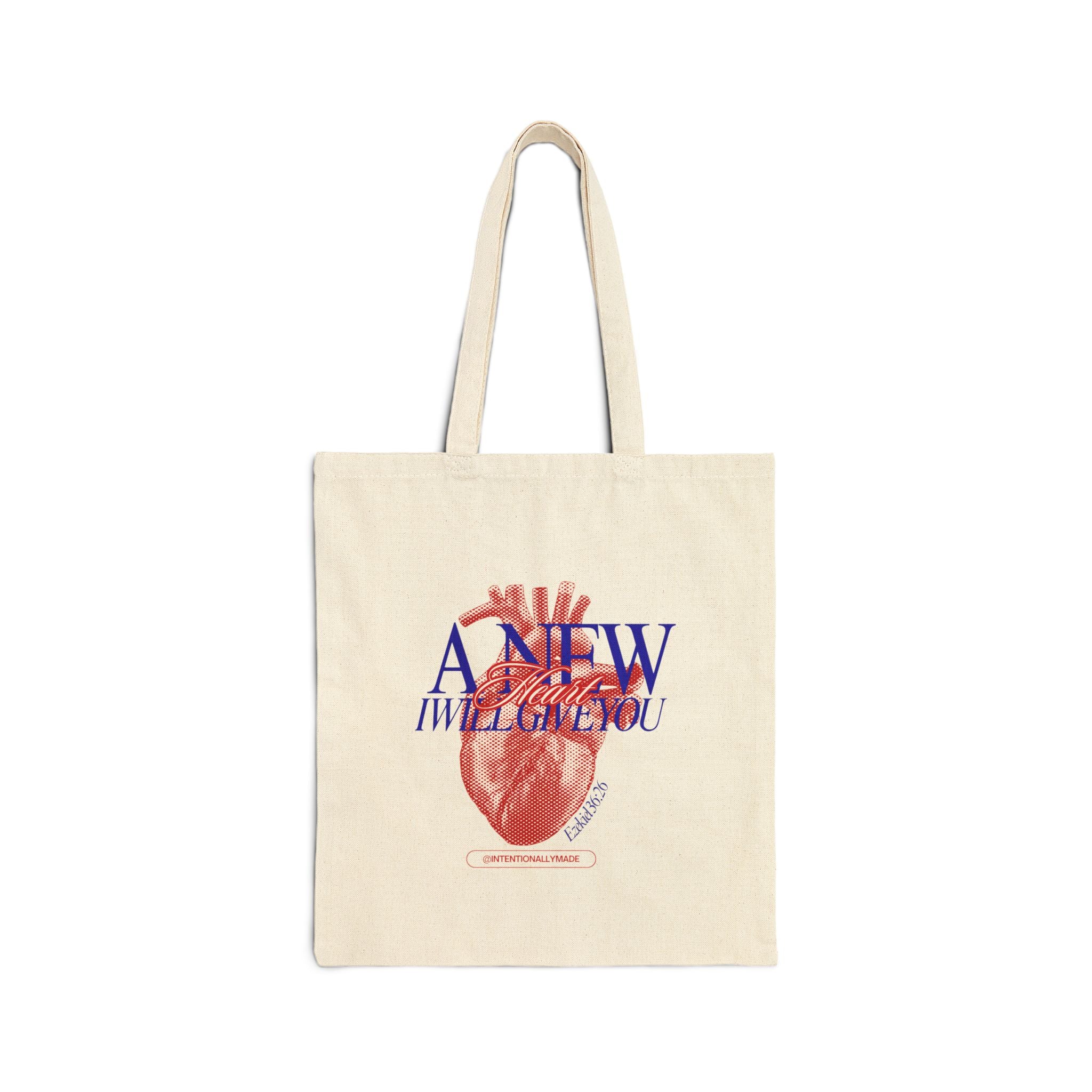 Tote Bag — “A New I Will Give You” Anatomical Heart Canvas Tote