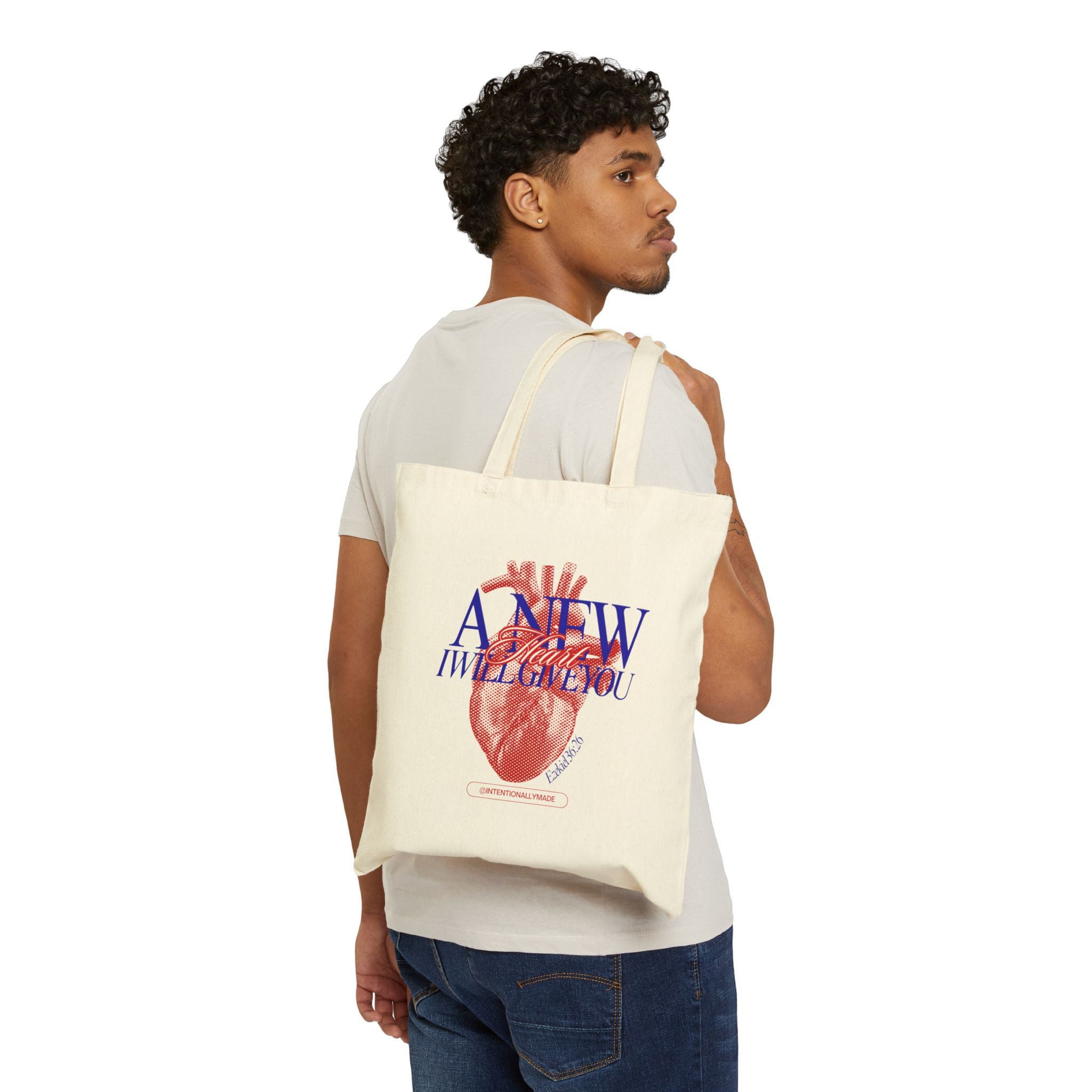 Tote Bag — “A New I Will Give You” Anatomical Heart Canvas Tote