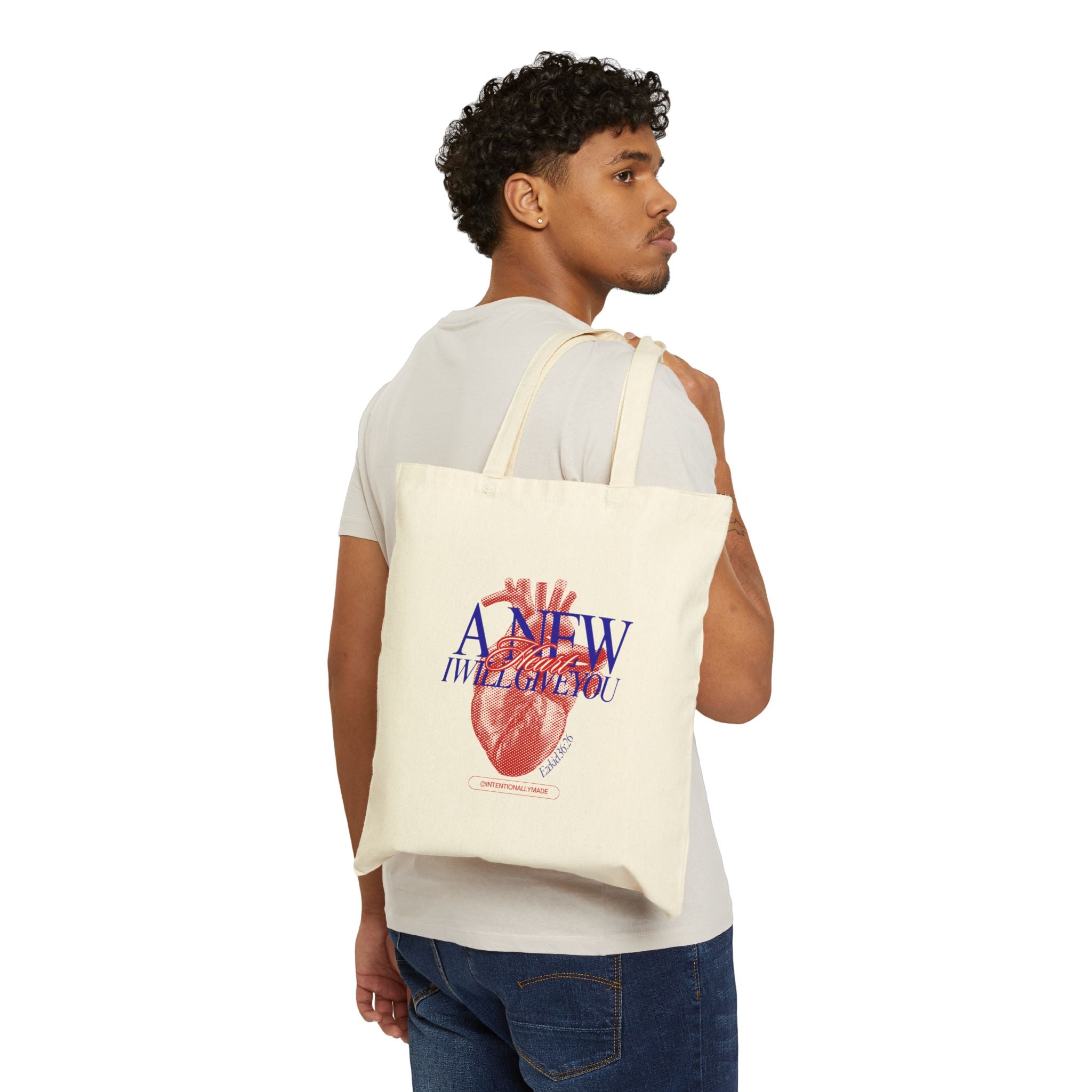 Tote Bag — “A New I Will Give You” Anatomical Heart Canvas Tote