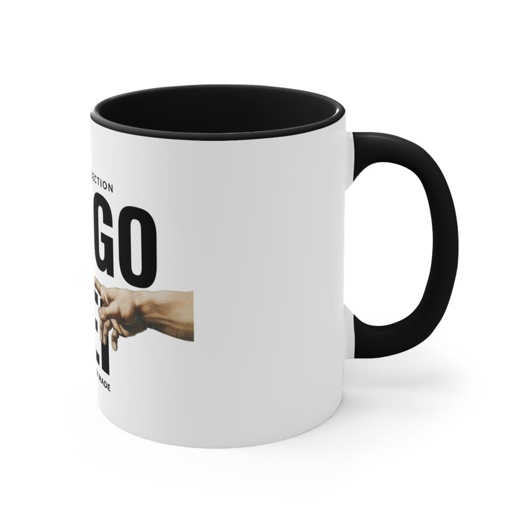 Imago Dei Accent Mug — Genesis Collection Ceramic Coffee Cup (Pink Interior)