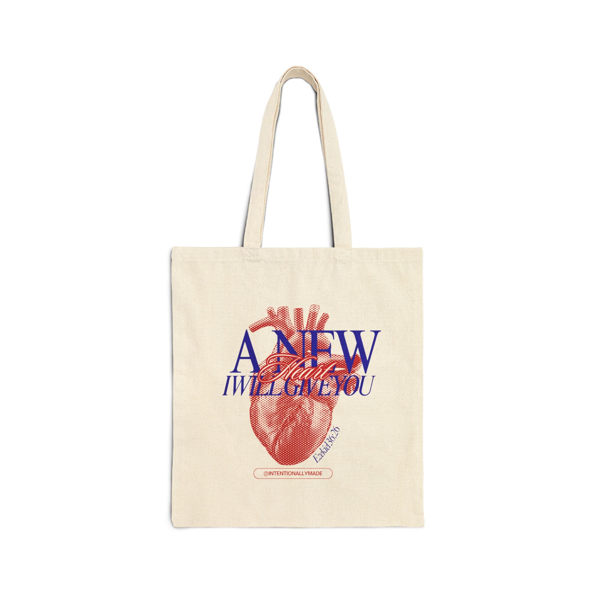 Tote Bag — “A New I Will Give You” Anatomical Heart Canvas Tote